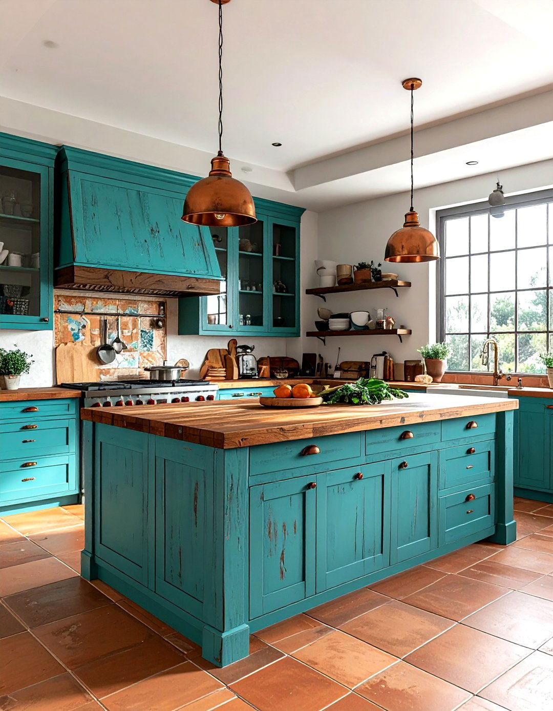 Turquoise Kitchen Island - 30 Southwestern kitchen ideas
