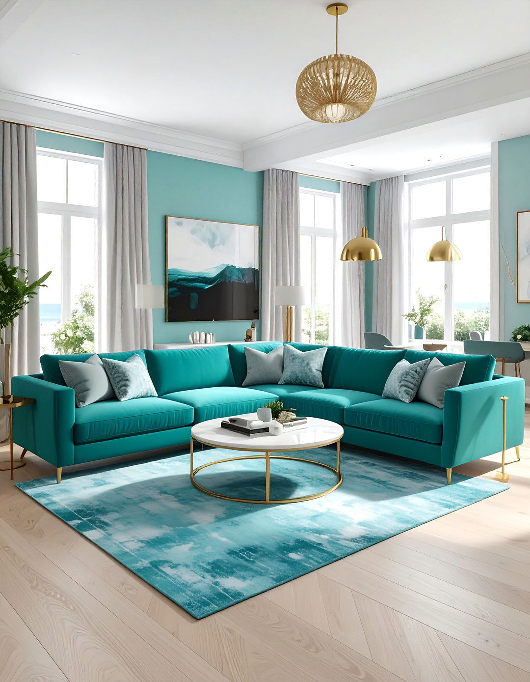 Turquoise Living Room - 30 turquoise decor ideas