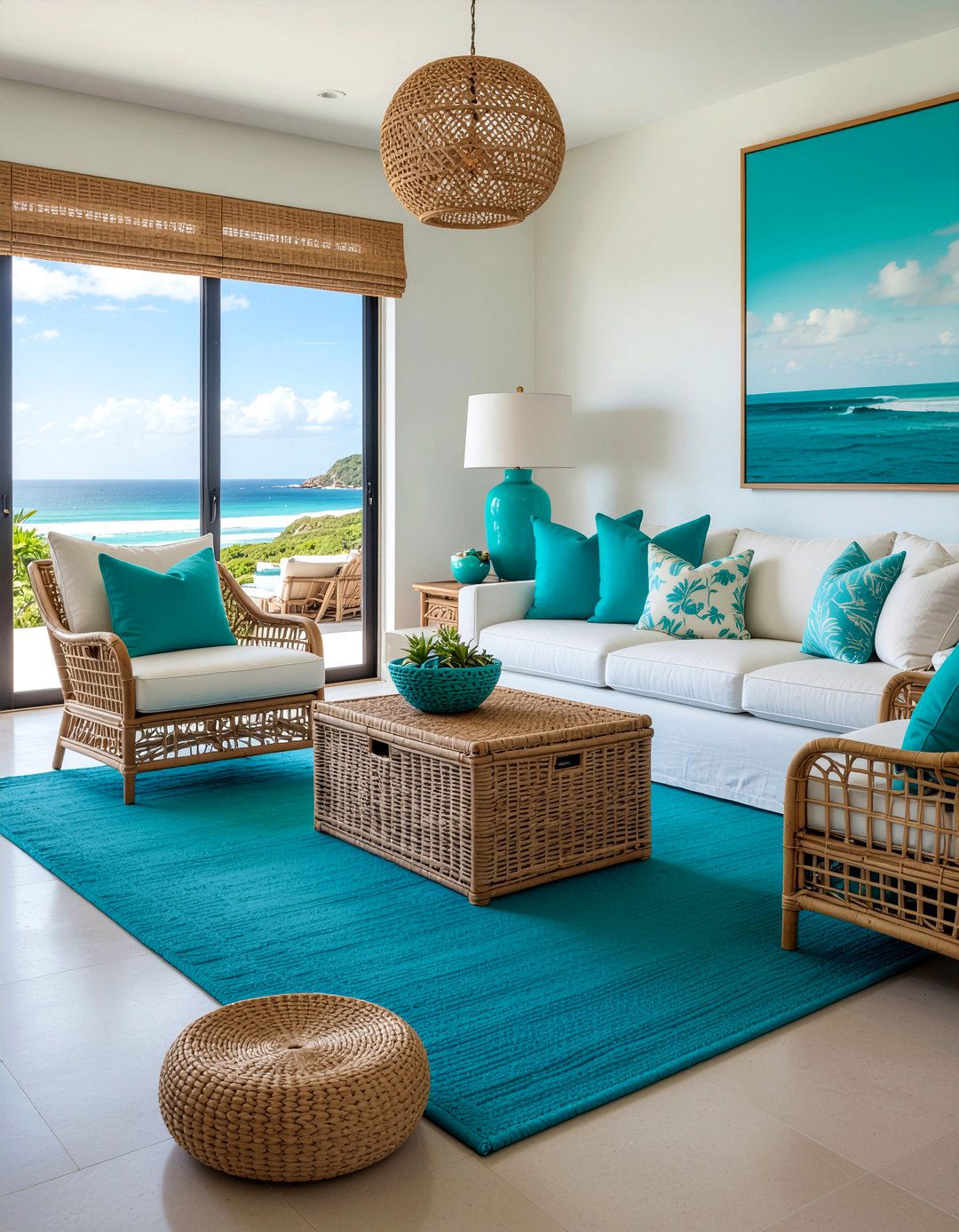 Turquoise Living Room Decor - 30 bold color living room ideas