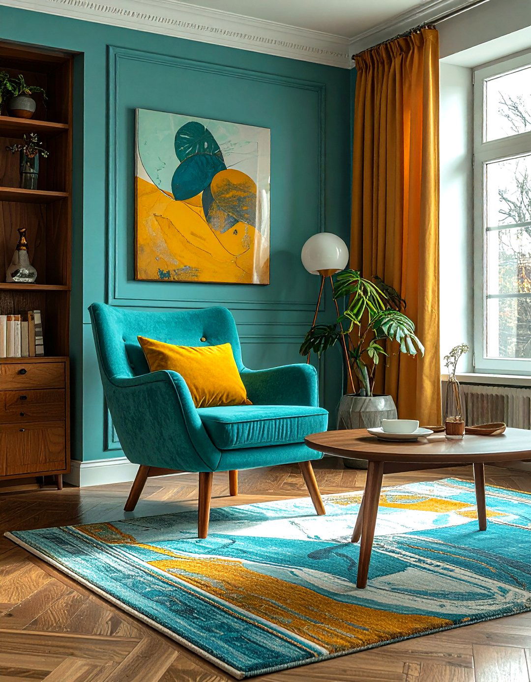 Turquoise Mid Century Room - 30 turquoise decor ideas