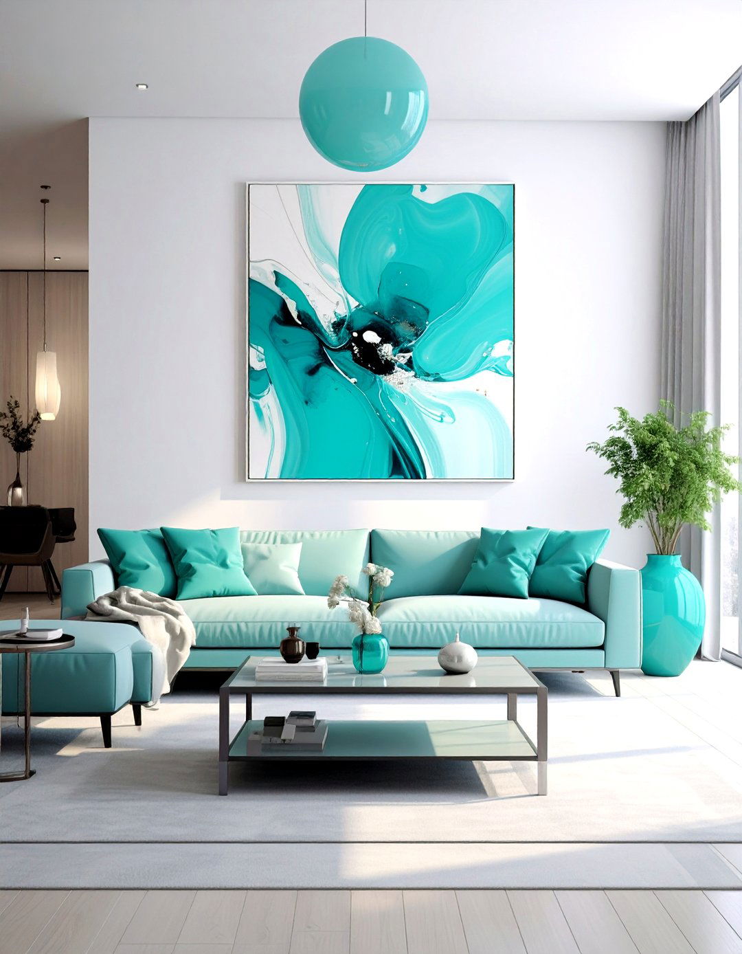 Turquoise Minimalist Room - 30 turquoise decor ideas