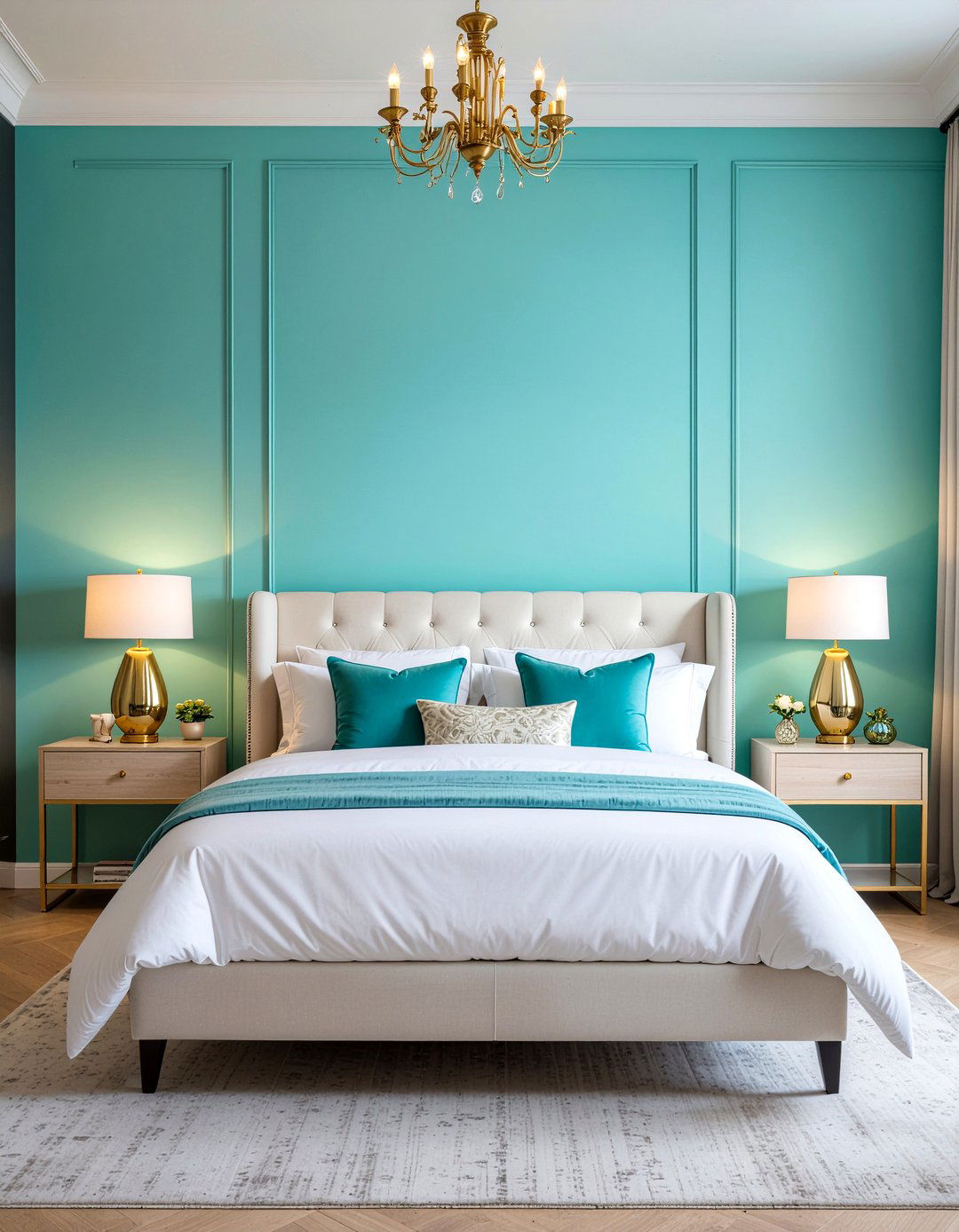 Turquoise accent wall - 30 underwater bedroom ideas