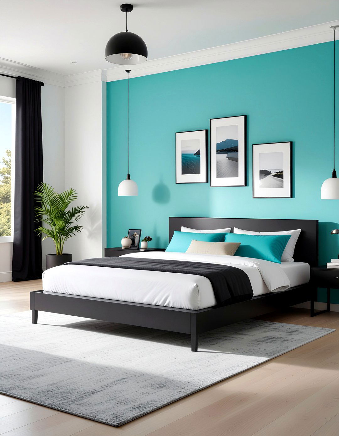 Turquoise and black bedroom - 30 turquoise bedroom ideas