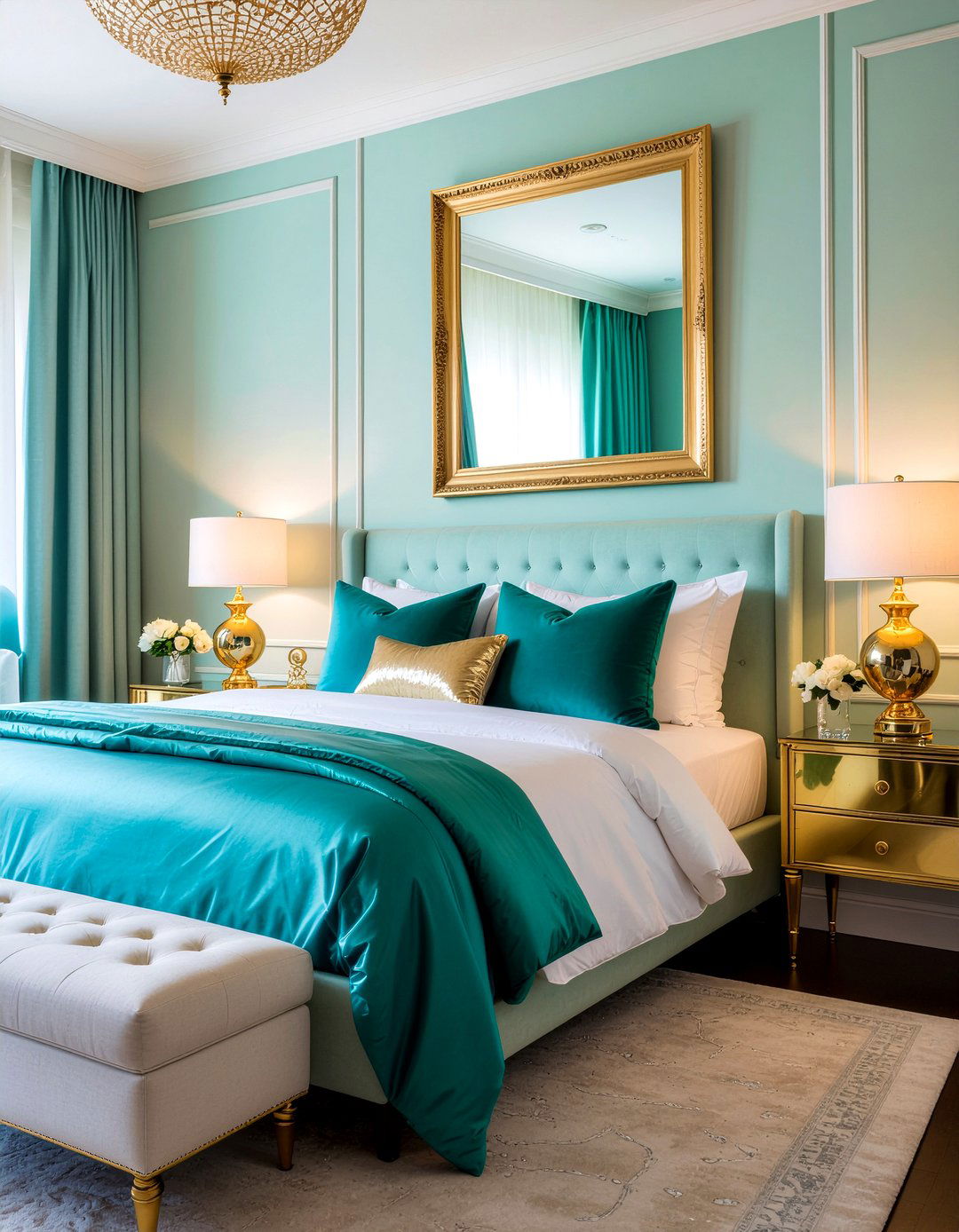 Turquoise and gold bedroom - 30 turquoise bedroom ideas