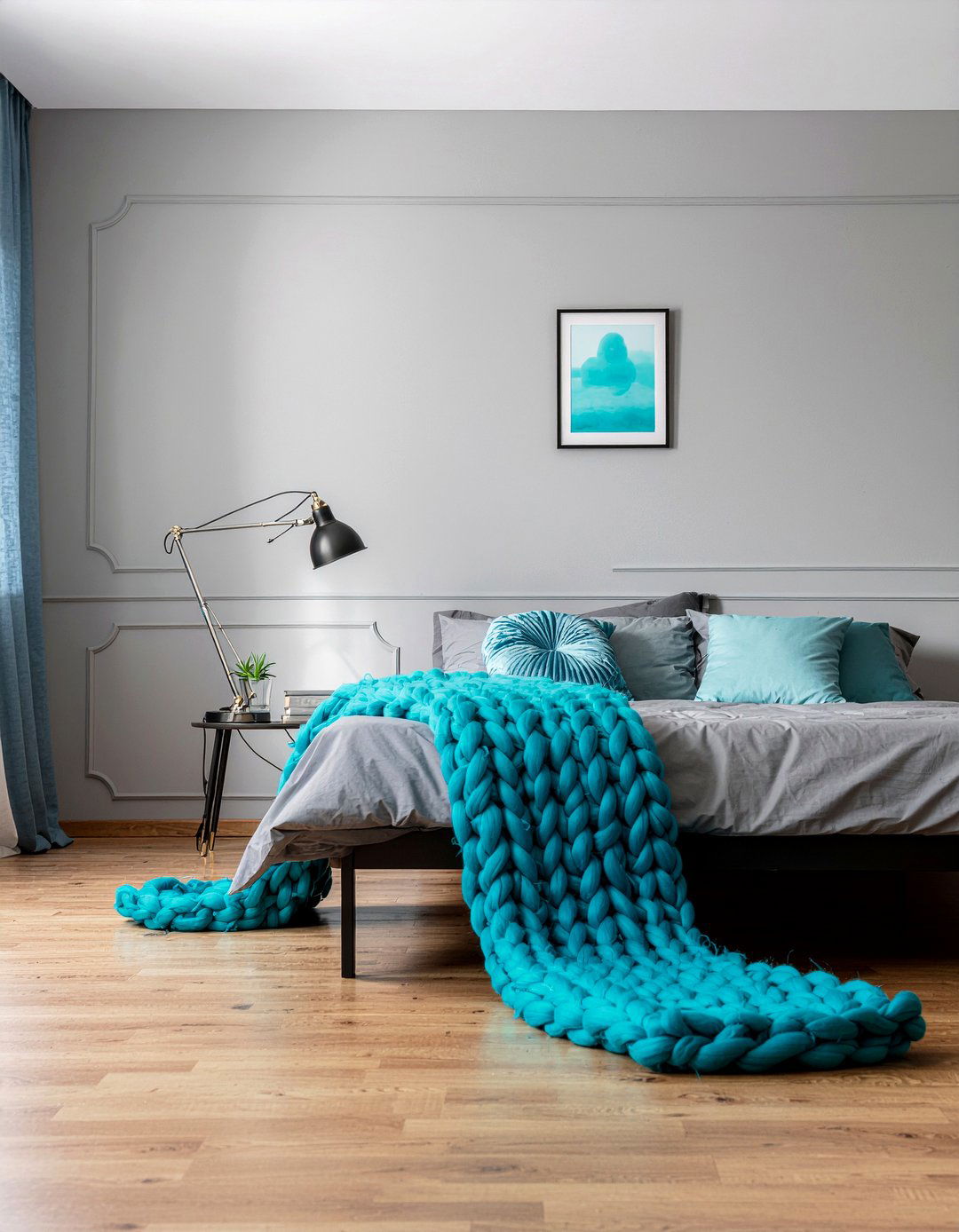 Turquoise and gray bedroom - 30 turquoise bedroom ideas