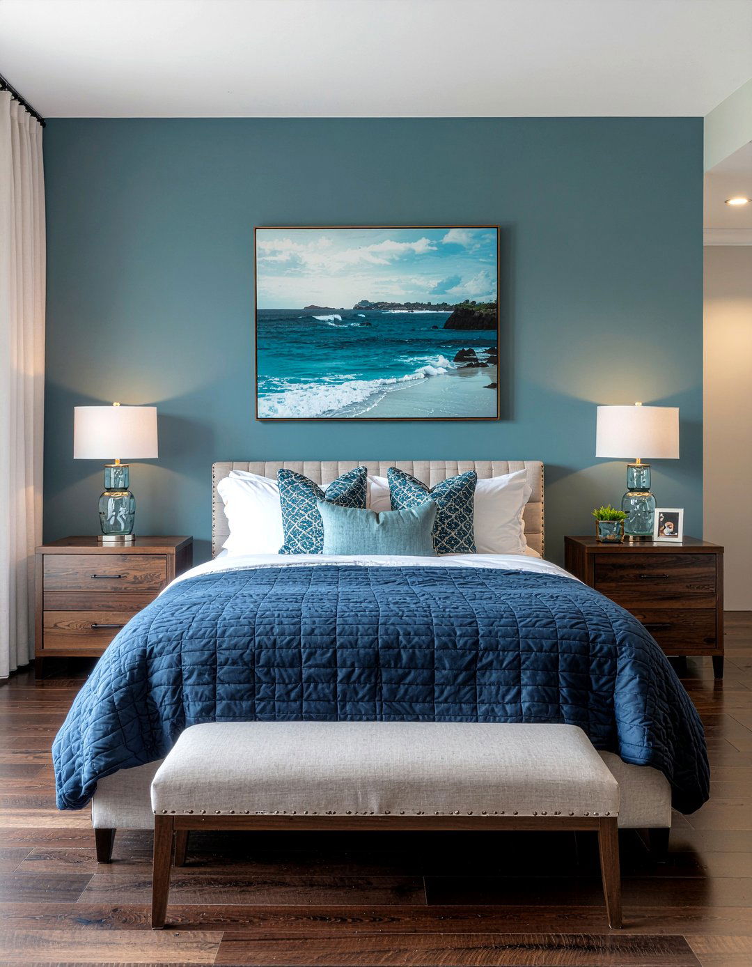 Turquoise and navy bedroom - 30 turquoise bedroom ideas