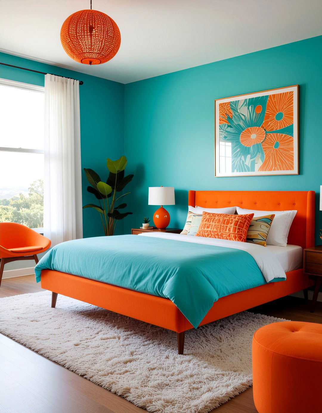 Turquoise and orange bedroom - 30 turquoise bedroom ideas