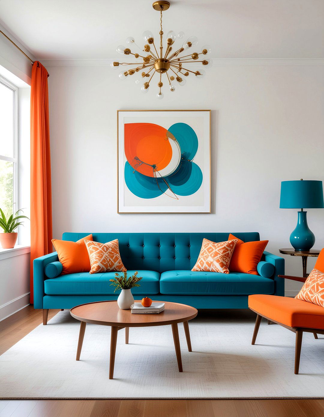Turquoise and orange living room - 30 turquoise living room ideas