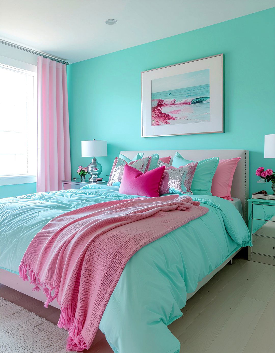 Turquoise and pink bedroom - 30 turquoise bedroom ideas