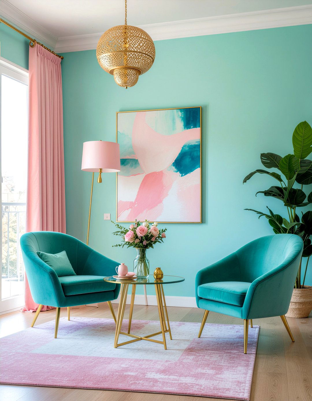 Turquoise and pink living room - 30 turquoise living room ideas