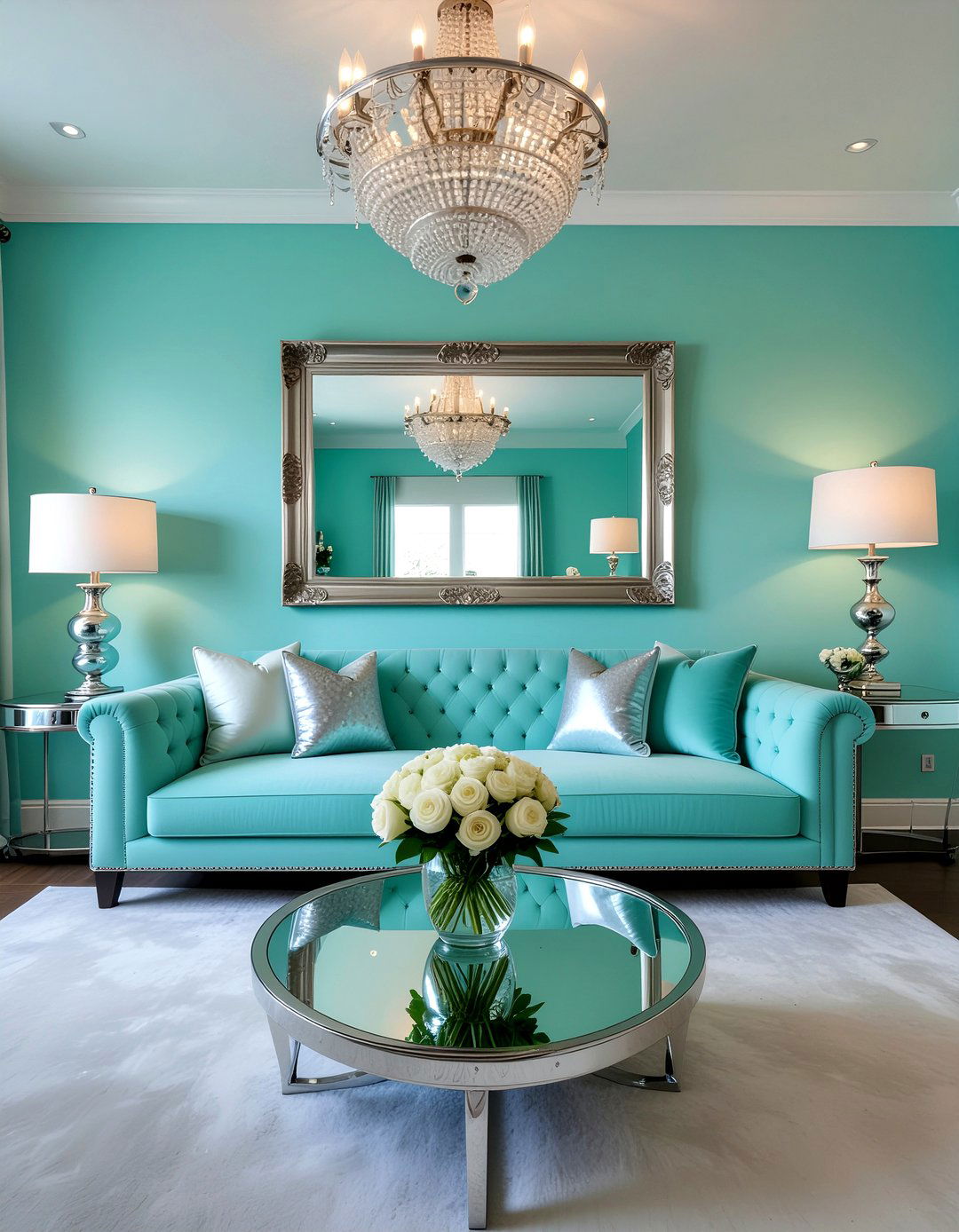 Turquoise and silver living room - 30 turquoise living room ideas