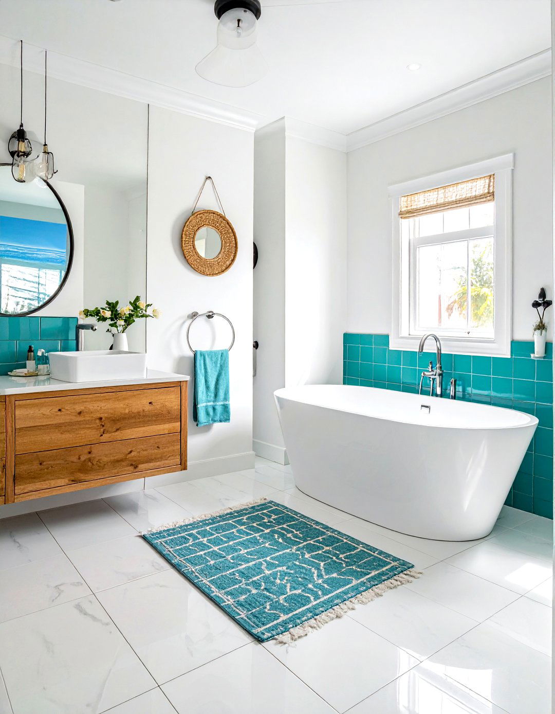 Turquoise and white bathroom - 30 two-tone bathroom ideas