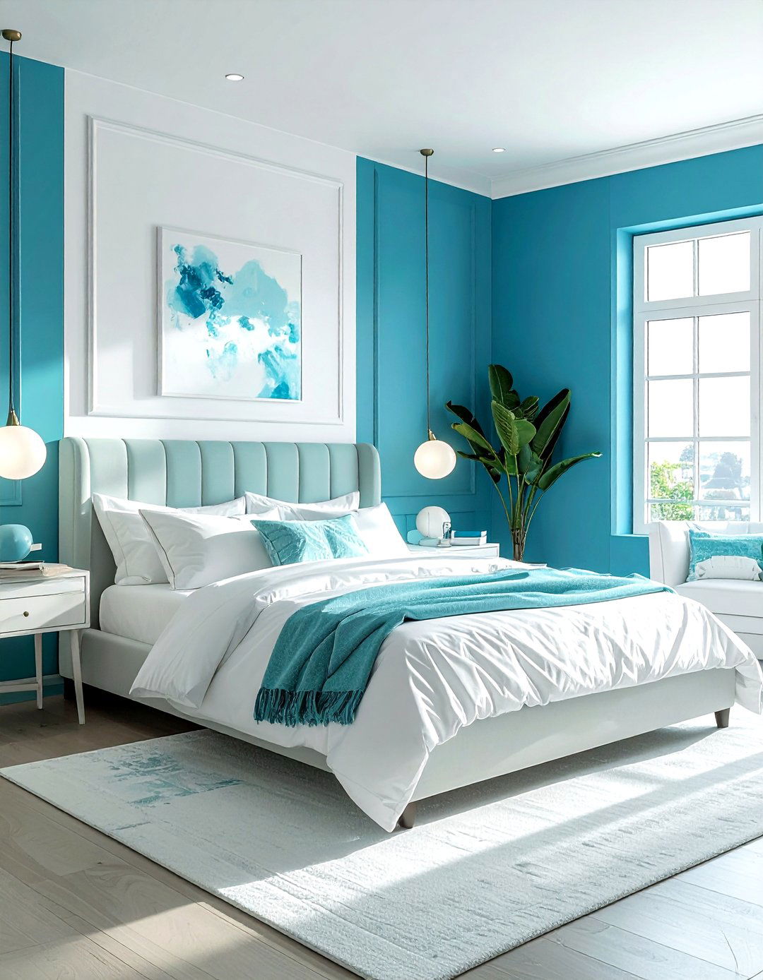Turquoise and white bedroom - 30 modern blue bedroom ideas