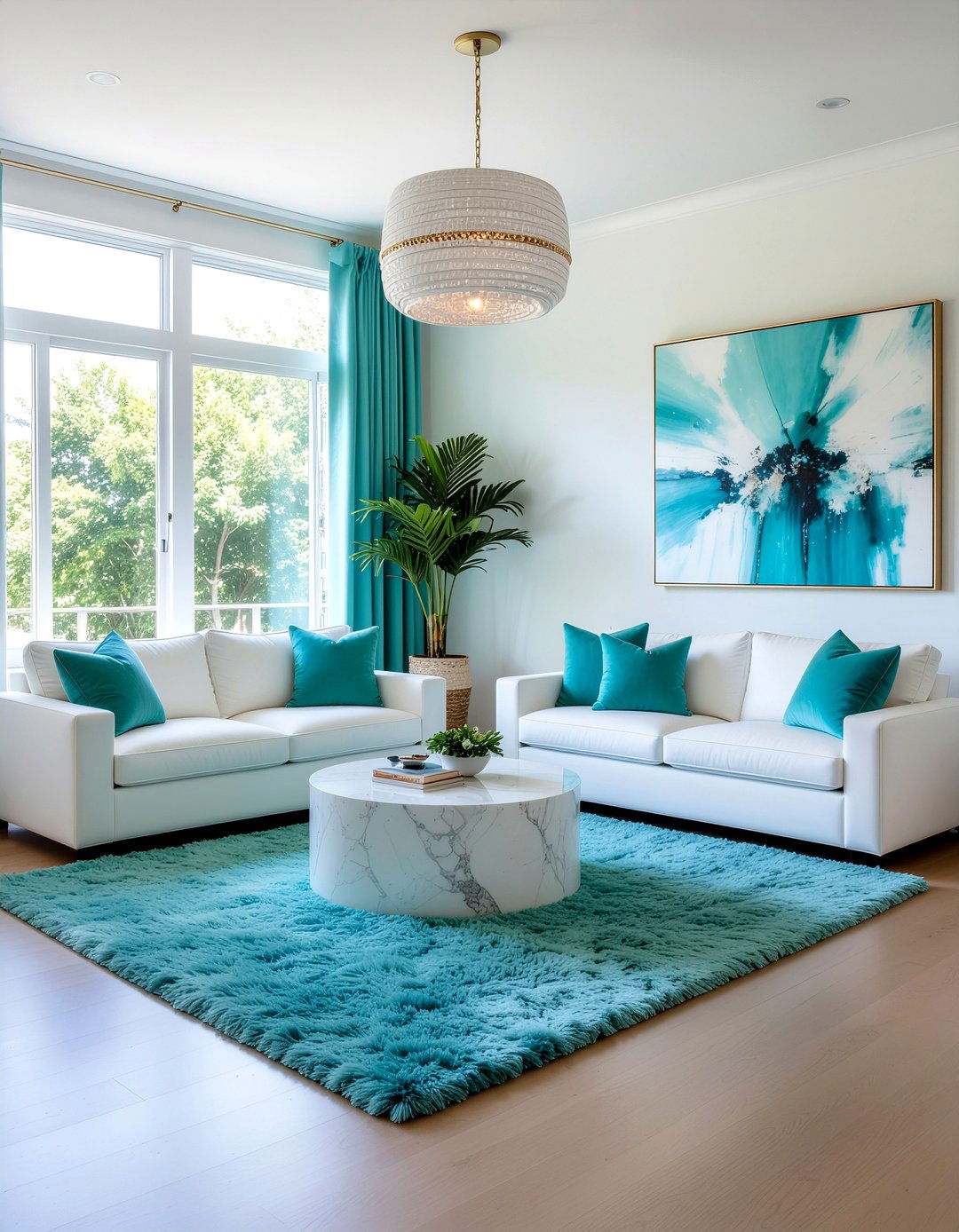 Turquoise and white living room - 30 turquoise living room ideas