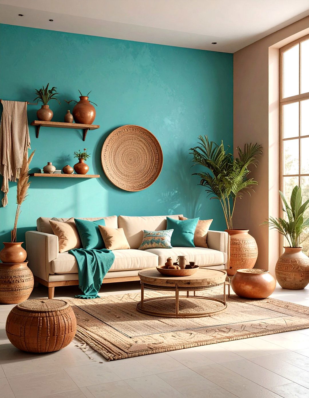 Turquoise bohemian living room - 30 bohemian blue living room ideas