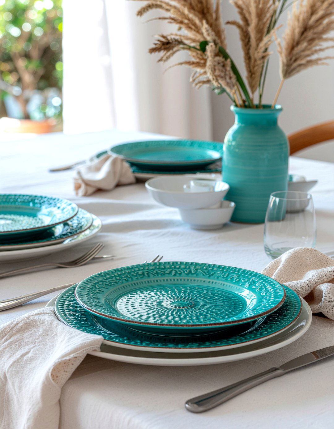 Turquoise charger plates - 30 charger plate dining ideas