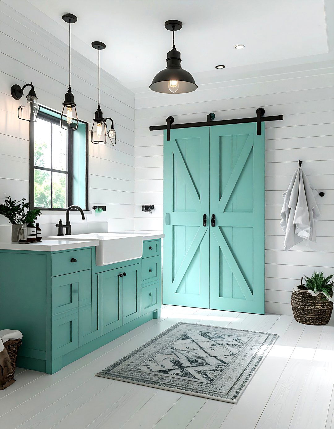 Turquoise farmhouse bathroom - 30 turquoise bathroom ideas
