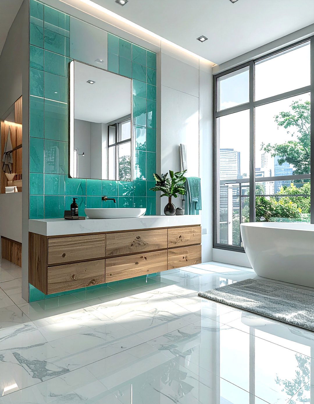 Turquoise glass tile bathroom - 30 turquoise bathroom ideas