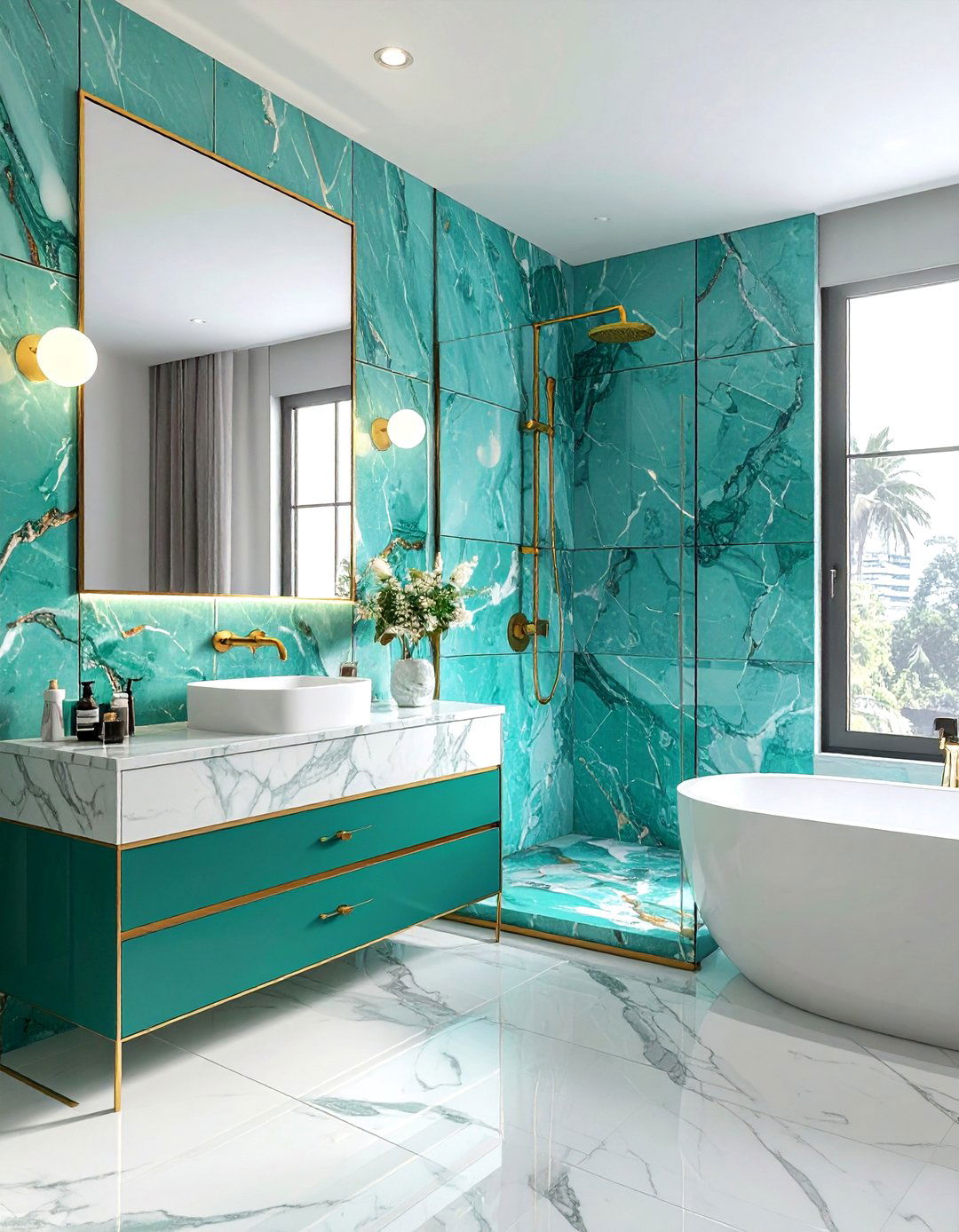 Turquoise marble bathroom - 30 turquoise bathroom ideas