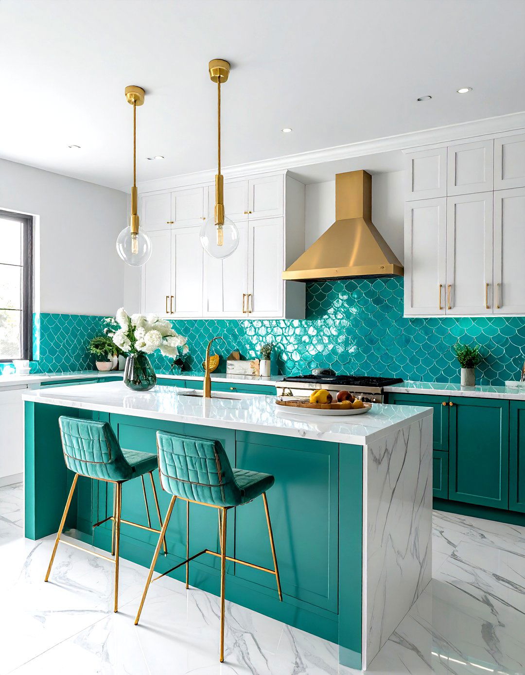 Turquoise scallop tile kitchen - 30 fish scale tile kitchen backsplash ideas