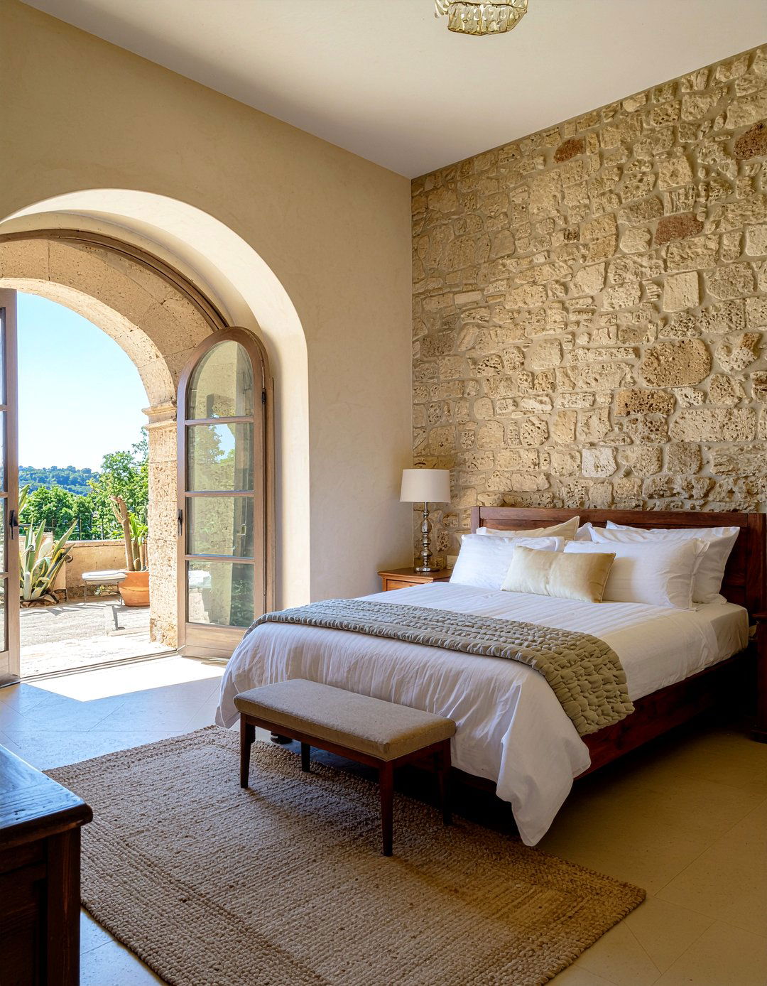 Tuscan stone wall - 30 bedroom stone wall ideas
