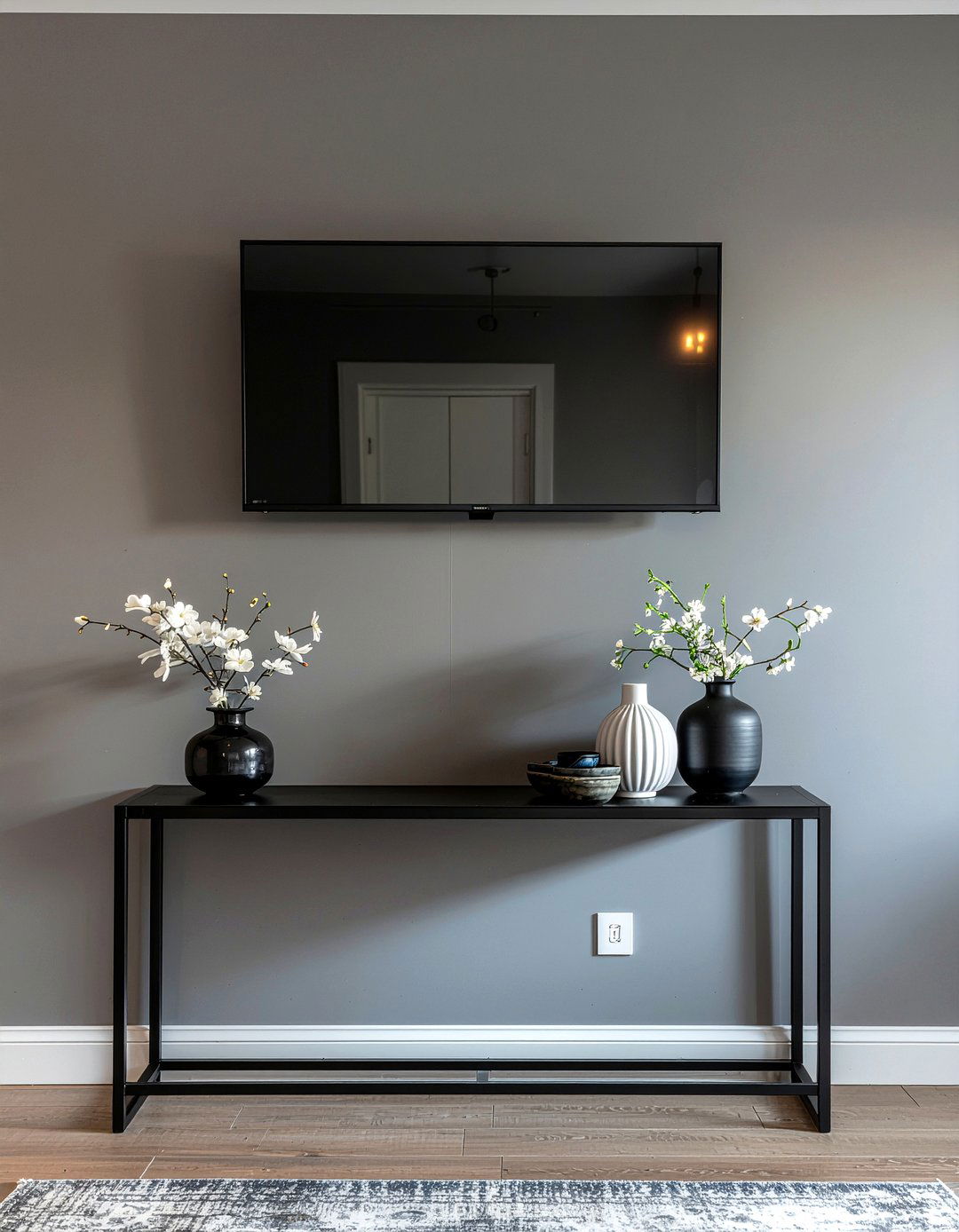 Tv above console table - 30 living room wall mounted tv ideas