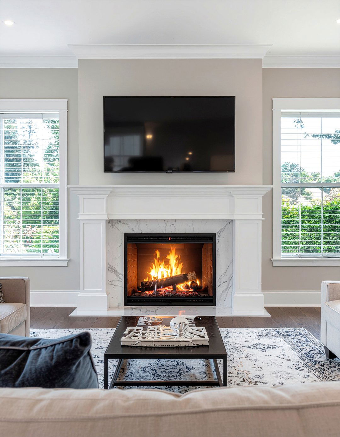 Tv over fireplace - 30 living room wall mounted tv ideas