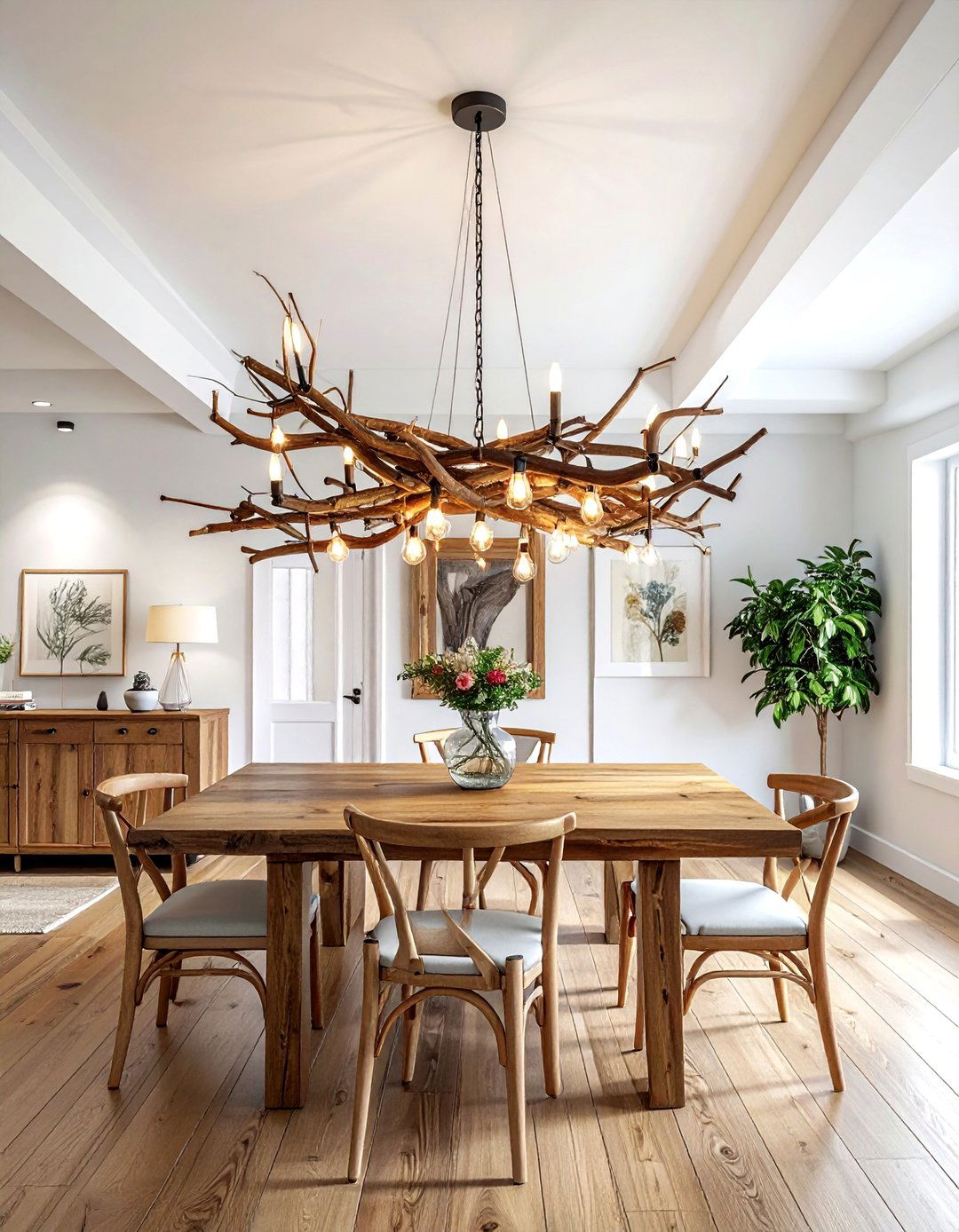 Twig chandelier - 30 twig decor ideas
