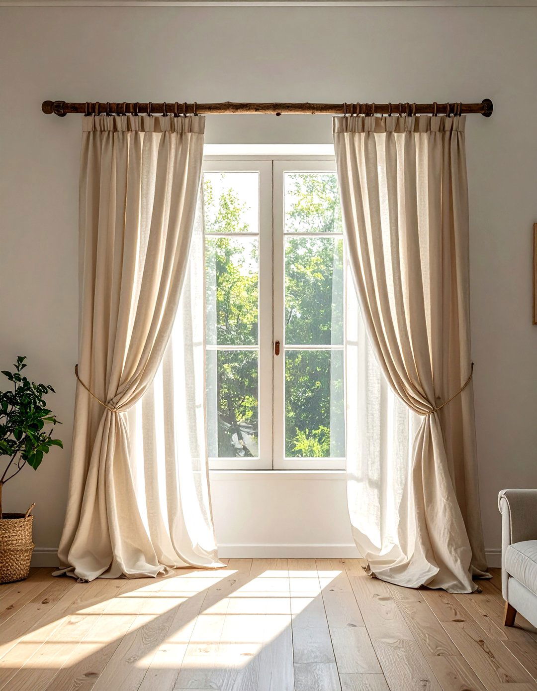 Twig curtain rod - 30 twig decor ideas