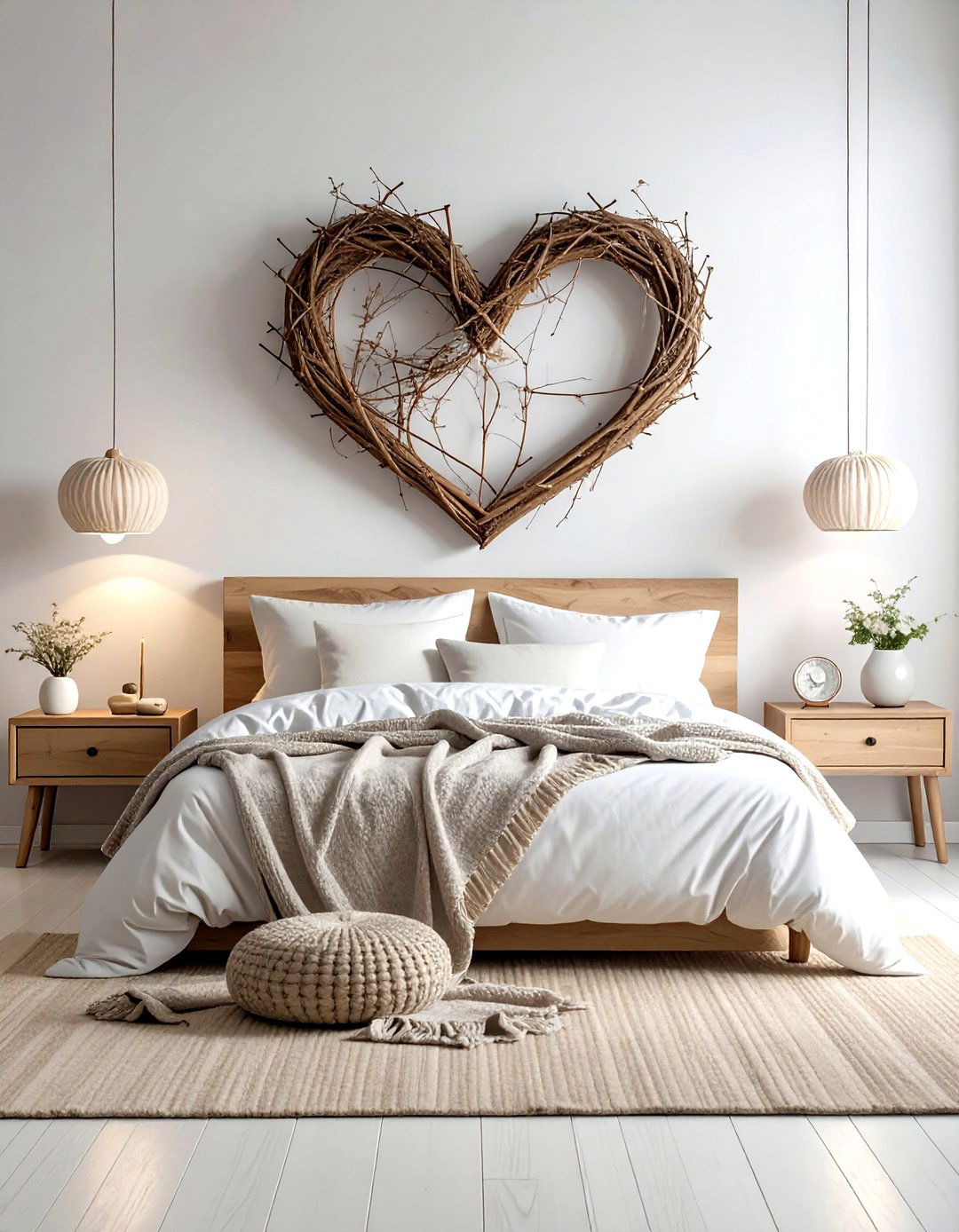 Twig heart wall art - 30 twig decor ideas
