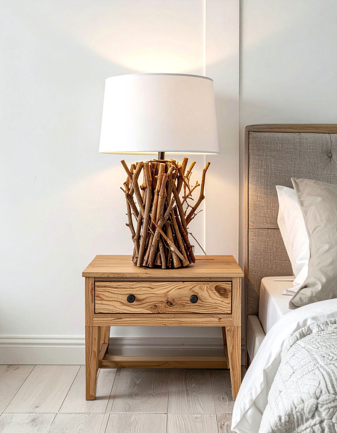 Twig lamp base - 30 twig decor ideas