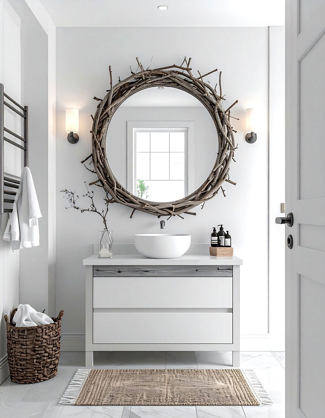 Twig mirror frame - 30 twig decor ideas