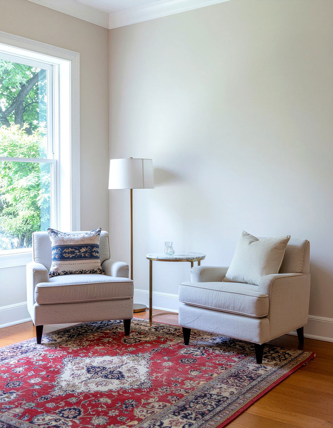 Two Armchairs And Side Table - 30 living room conversation area ideas