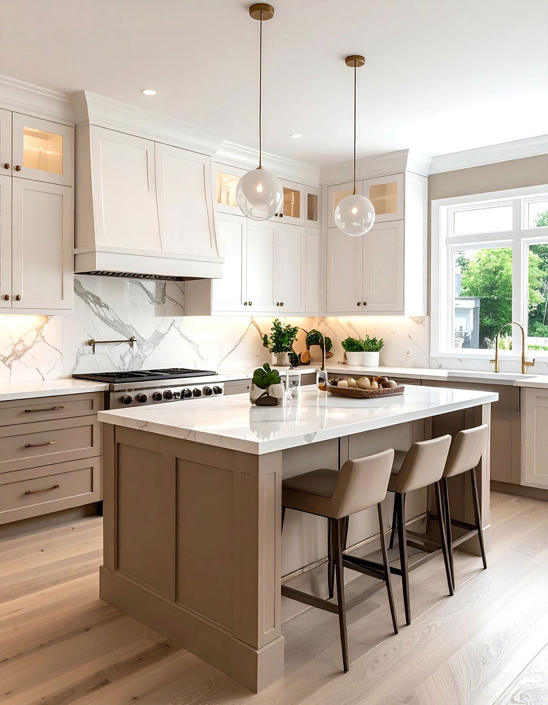 Two Tone Beige and White Kitchen - 30 beige and white kitchen ideas