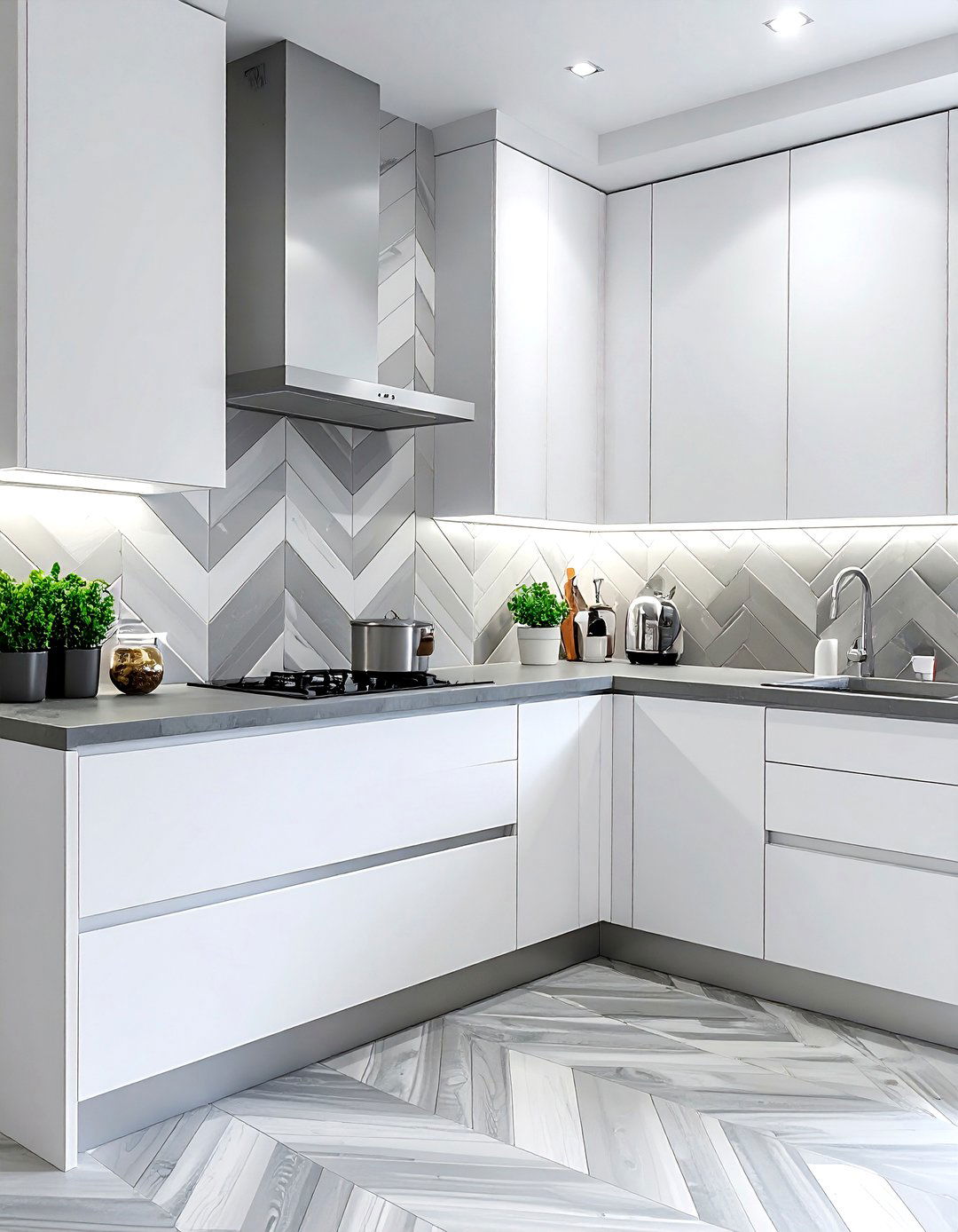 Two Tone Chevron - 30 chevron backsplash kitchen ideas