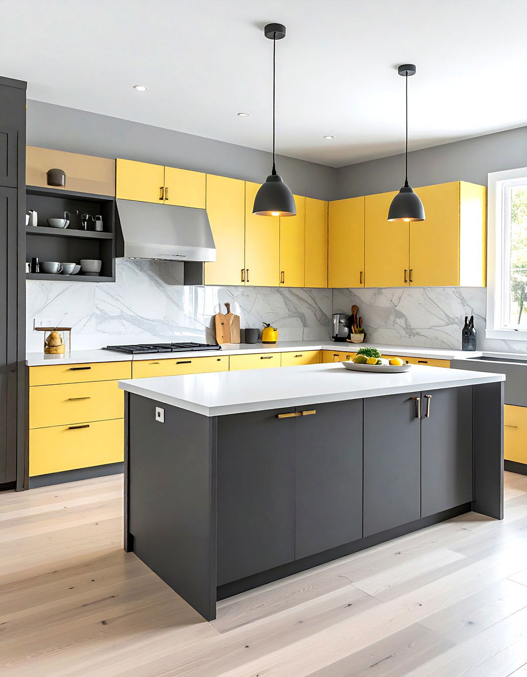 Two Tone Gray Yellow Cabinets - 30 gray yellow kitchen ideas