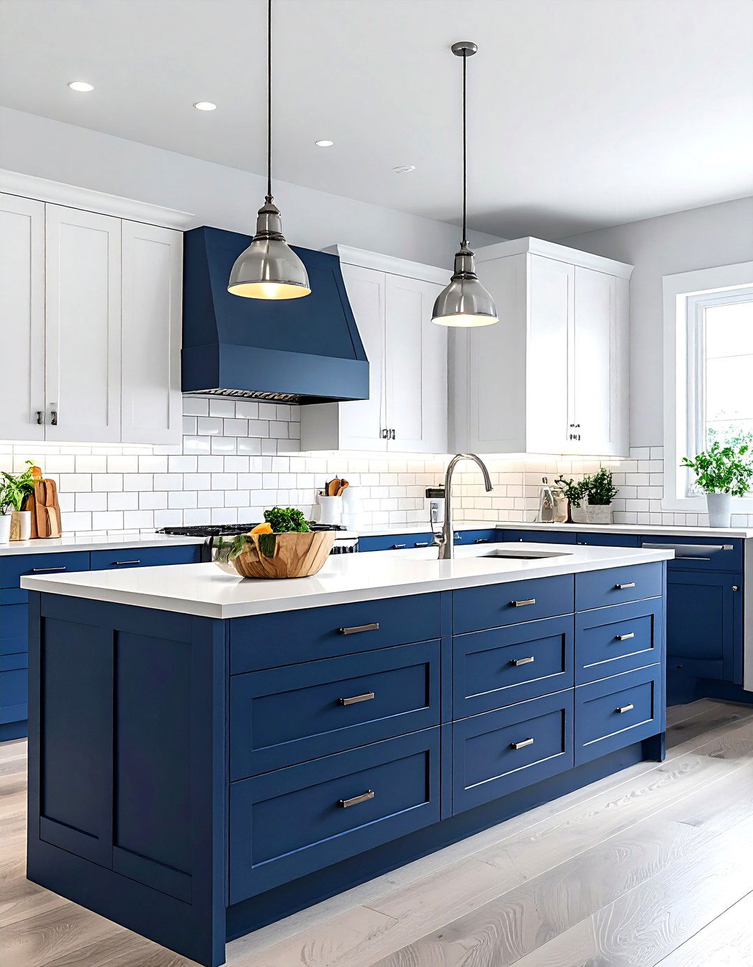 Two Tone Kitchen Cabinets - 30 blue and white kitchen ideas
