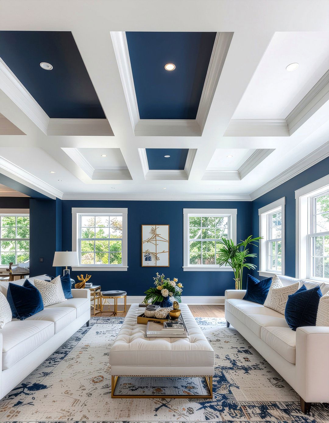 Two Tone Painted Ceiling - 30 living room coffered ceiling designs