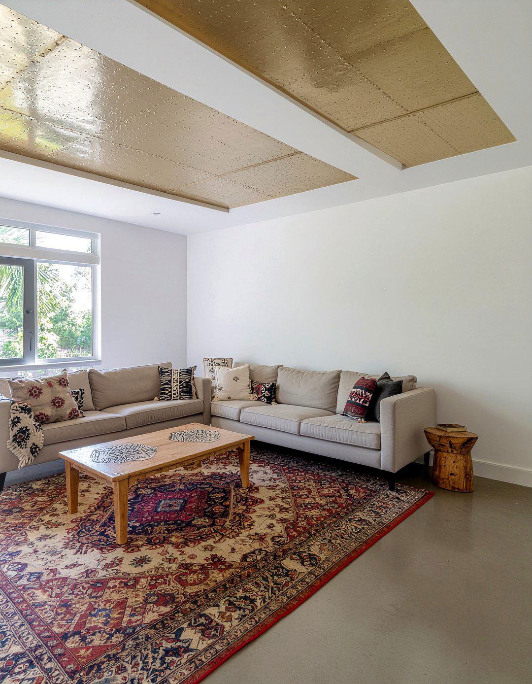 Two Tone Painted Metal Ceiling - 30 living room pressed metal ceiling ideas