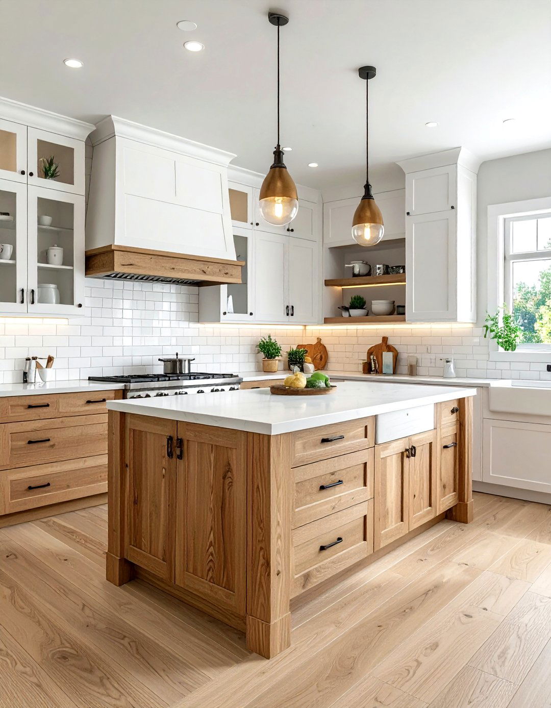 Two Tone Wood And White Kitchen - 30 wood kitchen ideas