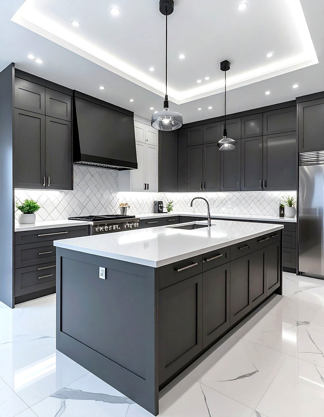 Two tone L shaped kitchen cabinets - 30 L-shaped kitchen ideas
