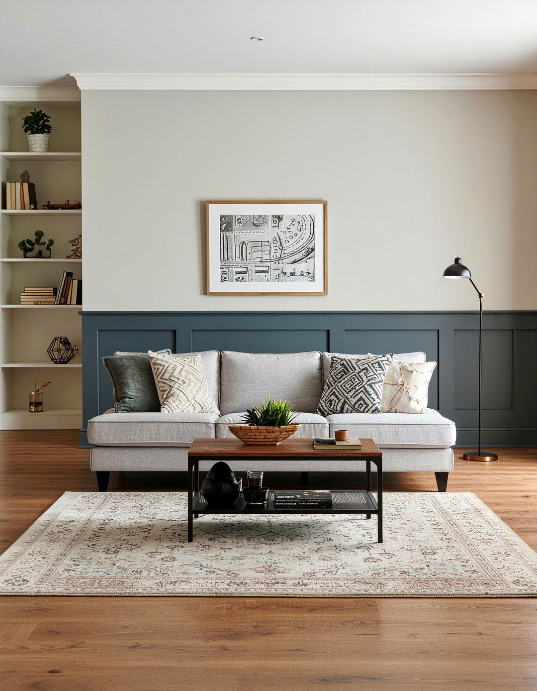 Two tone beadboard wall paint - 30 living room beadboard ideas