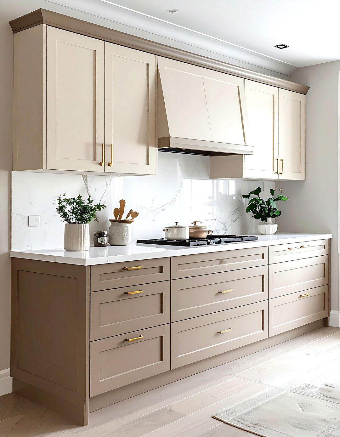 Two tone beige kitchen cabinets - 30 beige kitchen furniture ideas