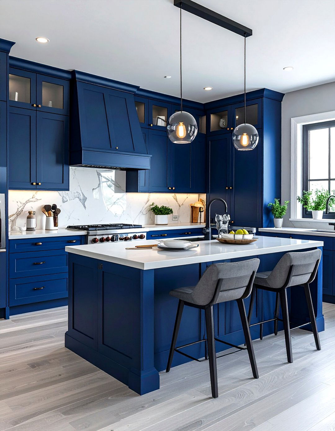 Two tone blue kitchen - 30 cool blue kitchen ideas
