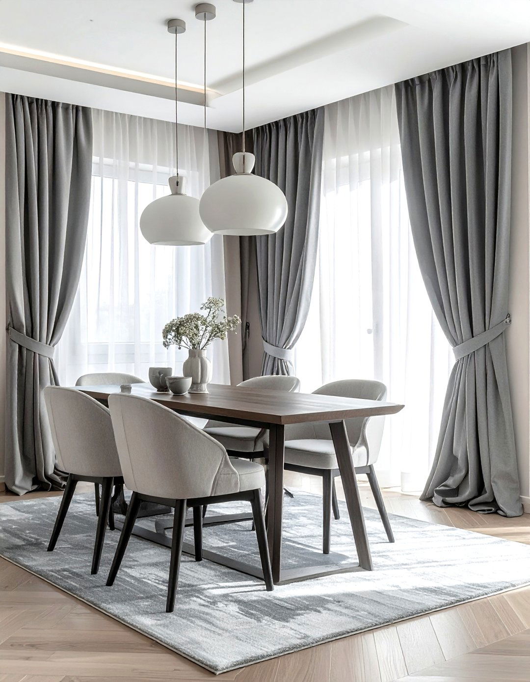 Two tone dining room drapes - 30 floor length curtain dining room ideas