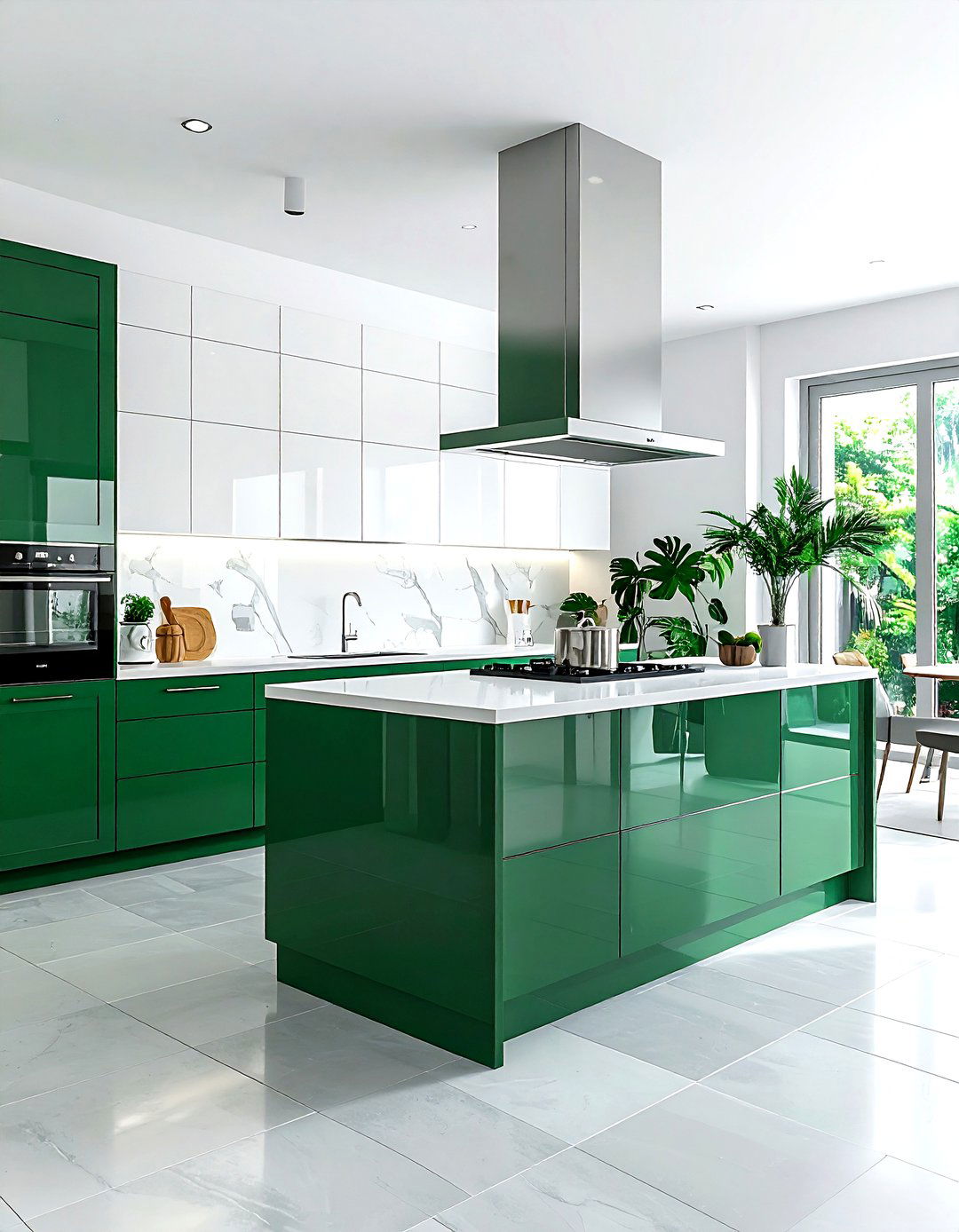 Two tone emerald green and white kitchen - 30 emerald kitchen ideas