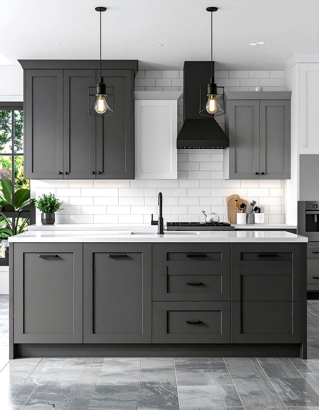Two tone gray white cabinets - 30 gray and white kitchen ideas