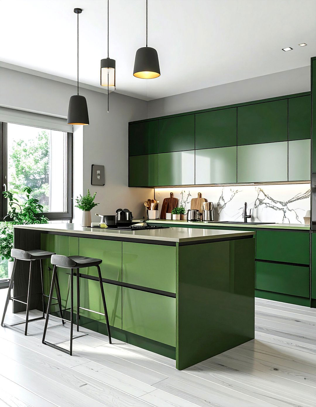 Two tone green kitchen - 30 cool green kitchen ideas
