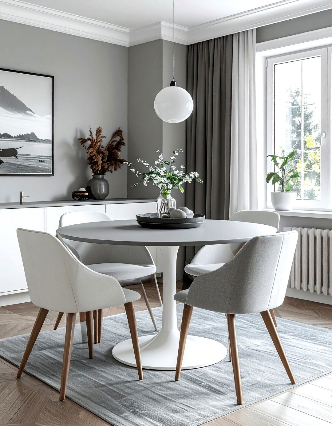 Two tone grey and white dining room - 30 grey dining room furniture ideas
