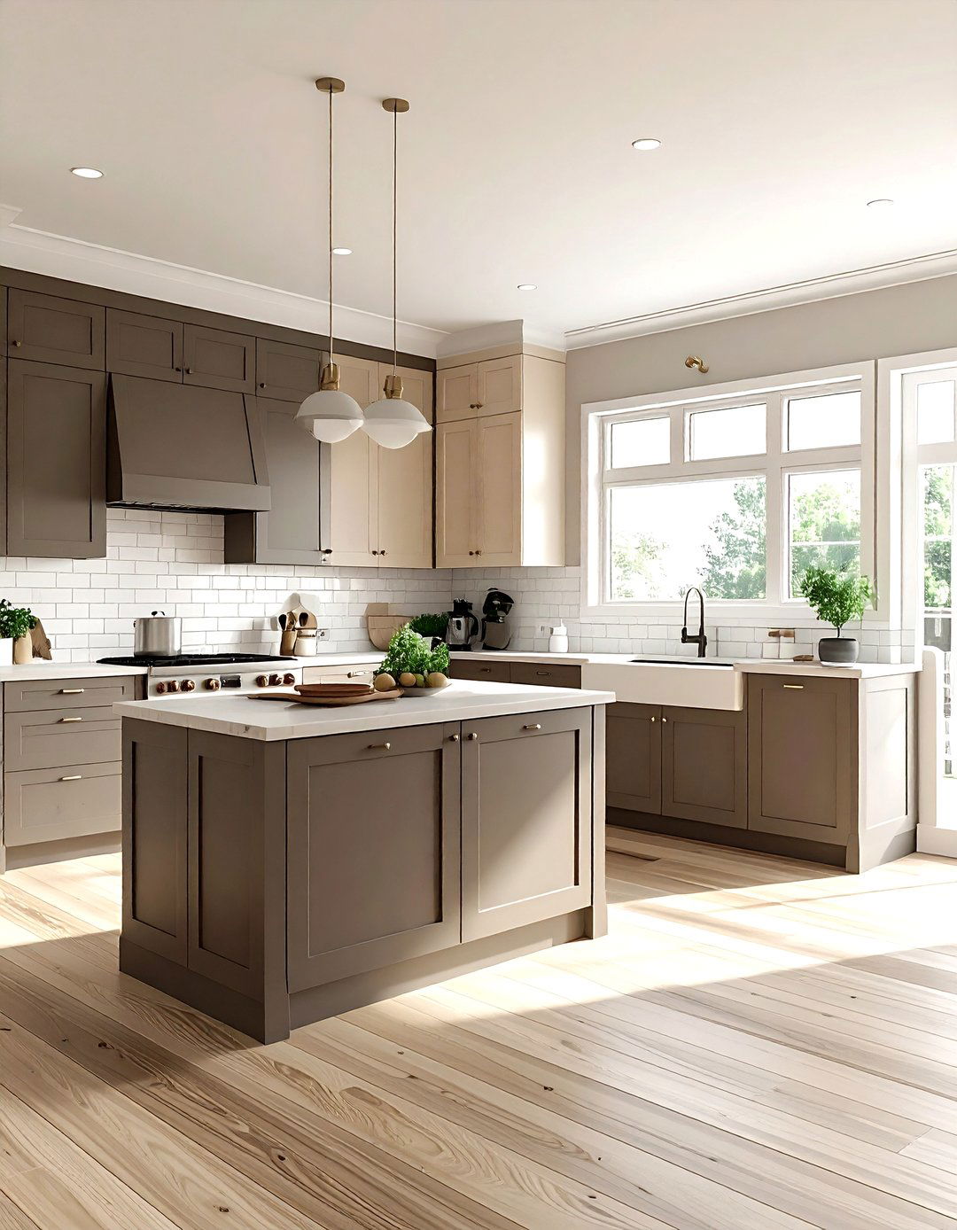Two tone taupe kitchen - 30 taupe kitchen ideas